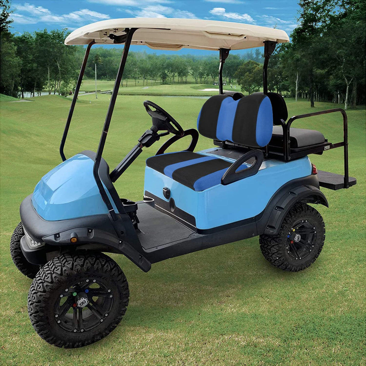 YUWEIDG0769 universal fit label, blue, suitable for common Club Car Precedent seats.