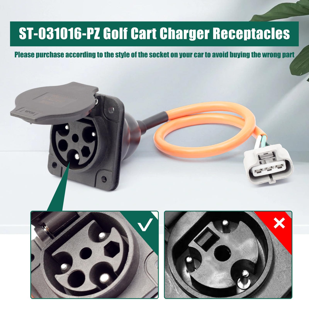 Secure 3-pin connection reduces loosening and intermittent charging on rough terrain