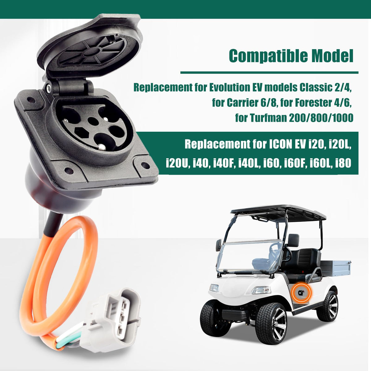 Weather-resistant charger port protects internals during outdoor golf cart use