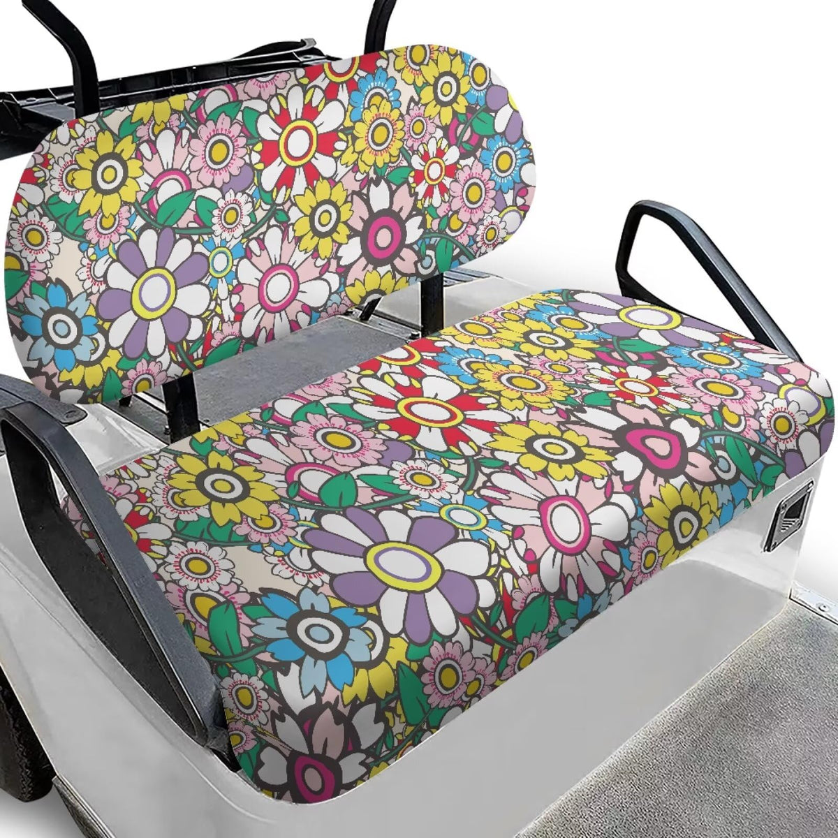 Yuyamidu Hippie Flowers front golf seat cover for breathable protection on sunny days
