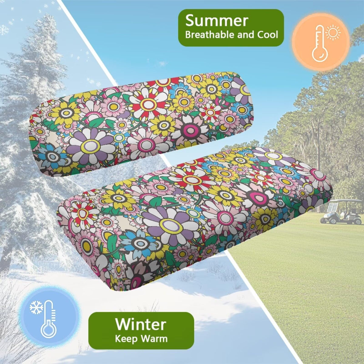 Yuyamidu Hippie Flowers novelty golf design seat cover adds personality