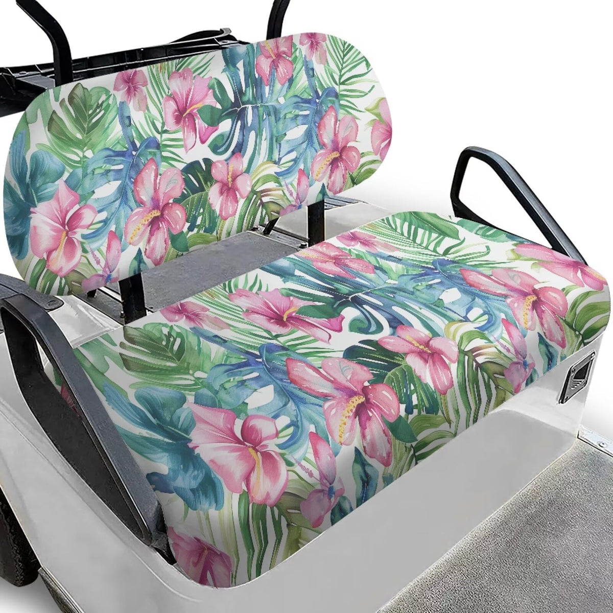 Yuyamidu tropical flowers front seat cover adds style and comfort to golf carts.