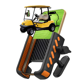 ZAHN SUPPLIES golf cart phone holder mounted on frame for secure grip on rough terrain.