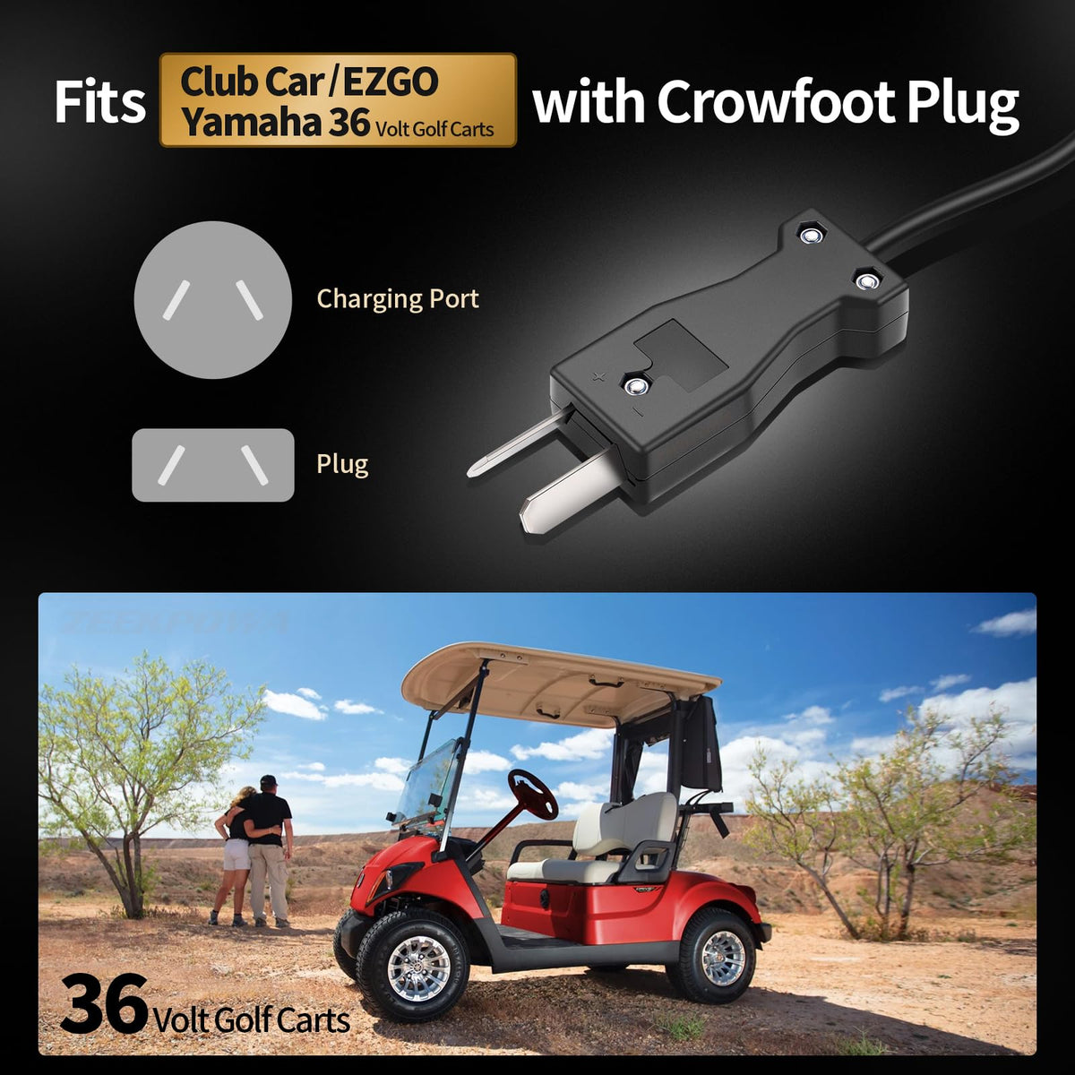 Zeekpowa 15A 48V golf cart charger side view highlighting rugged housing