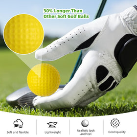 ZenNex foam golf balls in a metal basket for organized practice sessions.