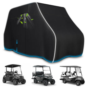 Zenicham waterproof golf cart cover protects against rain and sun.