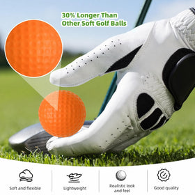 ZenNex foam golf balls in high-visibility orange for easy outdoor spotting.