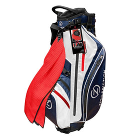 Zero Friction Navy stand bag front view highlights lightweight design for easy lifting