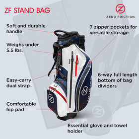 Zero Friction Navy stand bag hip pad enhances comfort during rounds