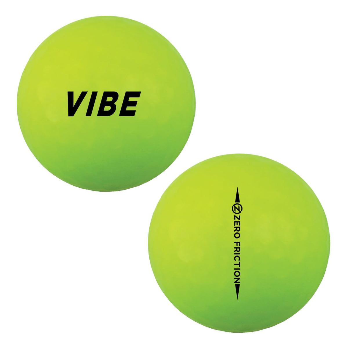 Zero Friction Vibe green ball: high visibility against fairways and rough.