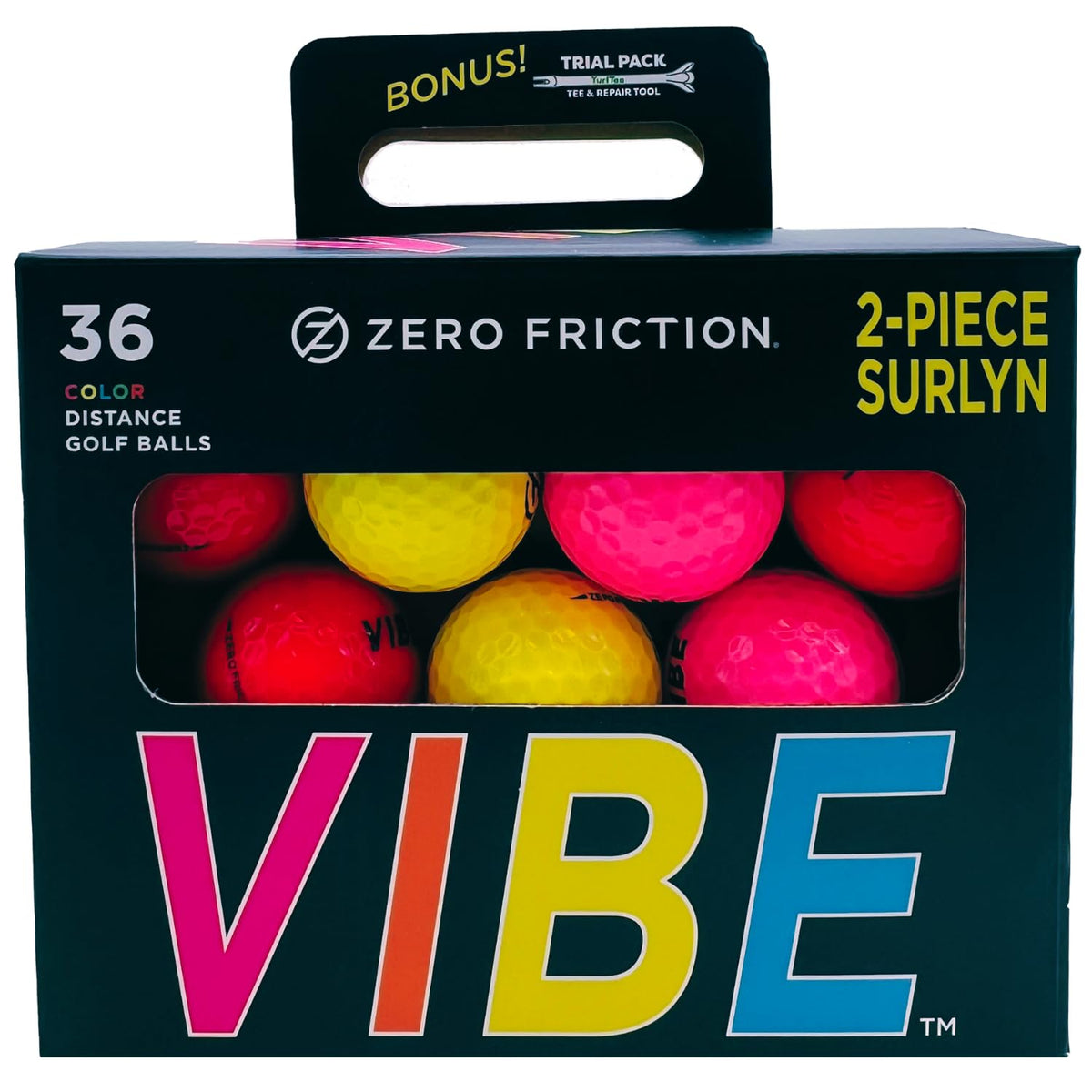 Zero Friction Vibe orange ball: high visibility for easy spotting on the course.