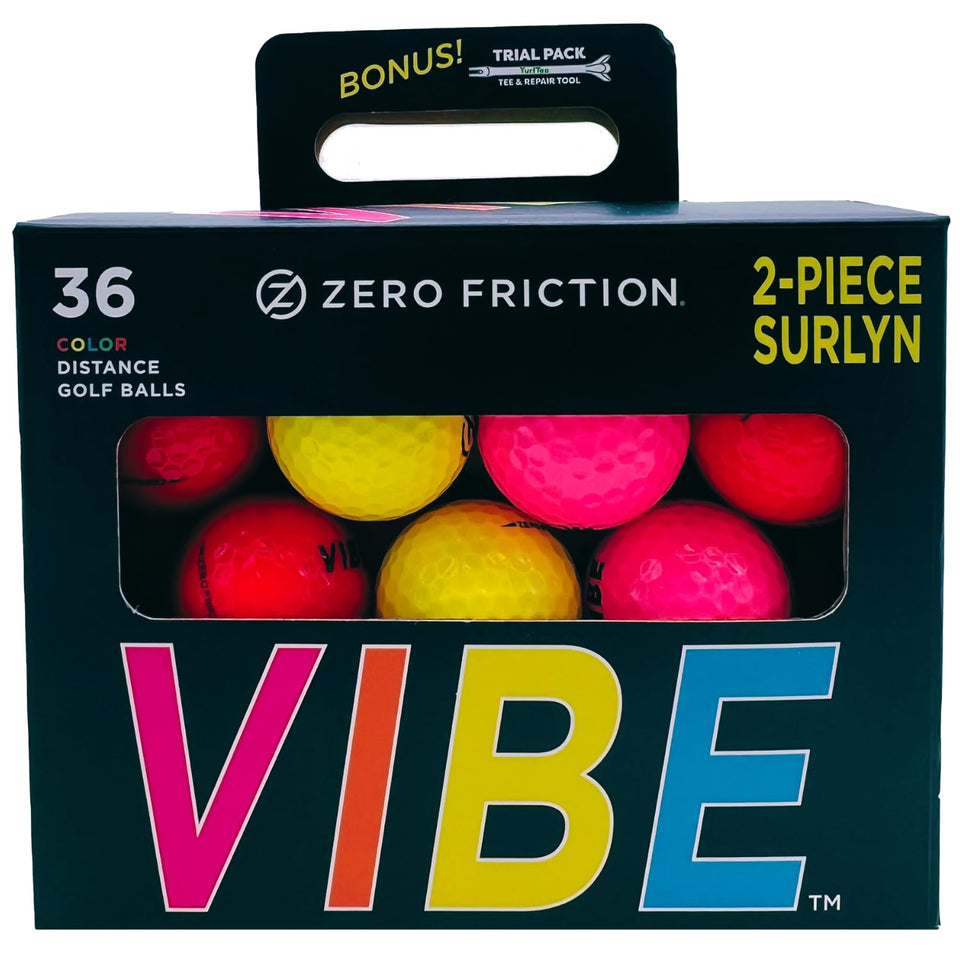 Zero Friction Vibe orange ball: high visibility for easy spotting on the course.
