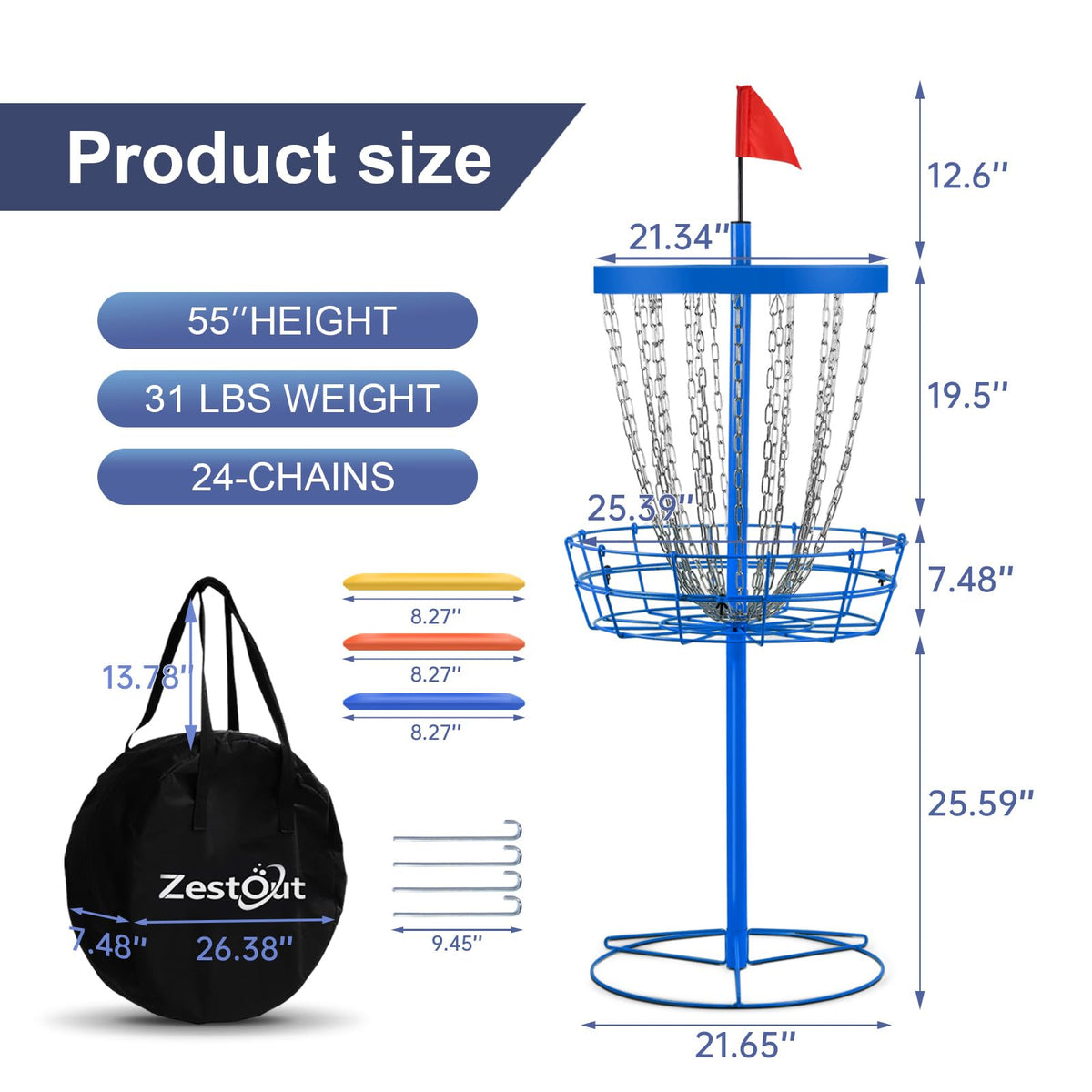 ZestOut 24 heavy-duty chains visible during disc catch demonstration.