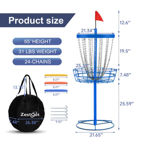 ZestOut 24 heavy-duty chains visible during disc catch demonstration.