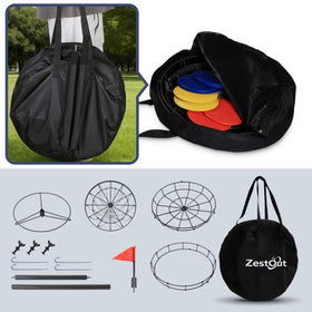 ZestOut basket grounded with stakes to stay stable in windy conditions.