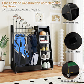 Zevemomo golf storage rack with wheels for easy garage relocation