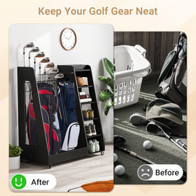 Zevemomo multi-gear storage keeps clubs and shoes neatly stored