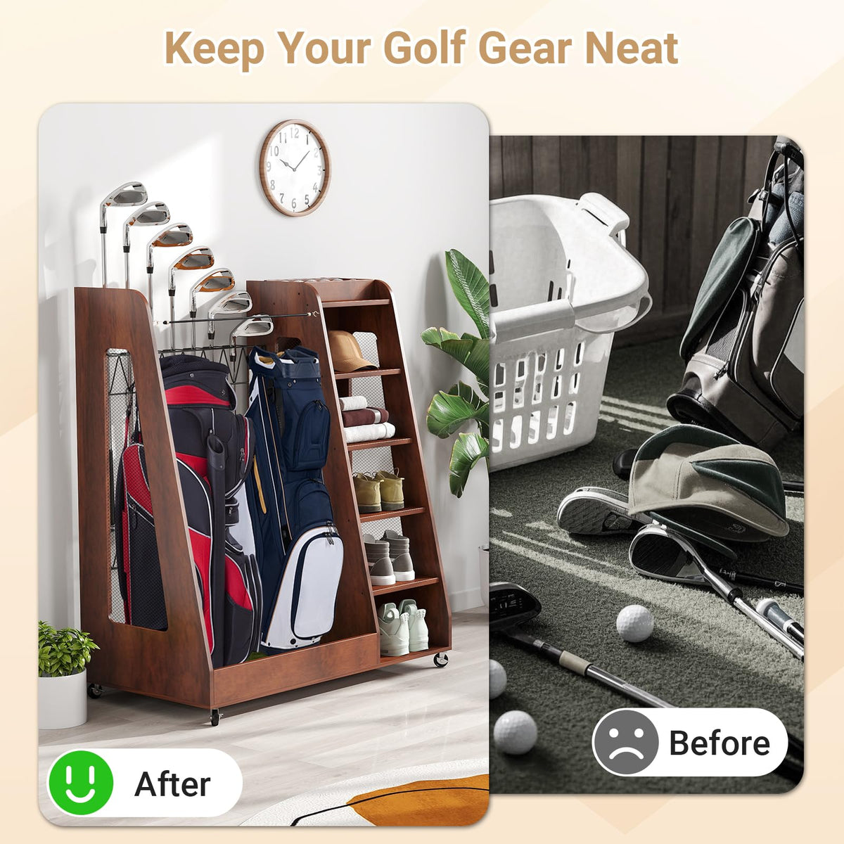 Zevemomo versatile golf storage organization designed for home or club