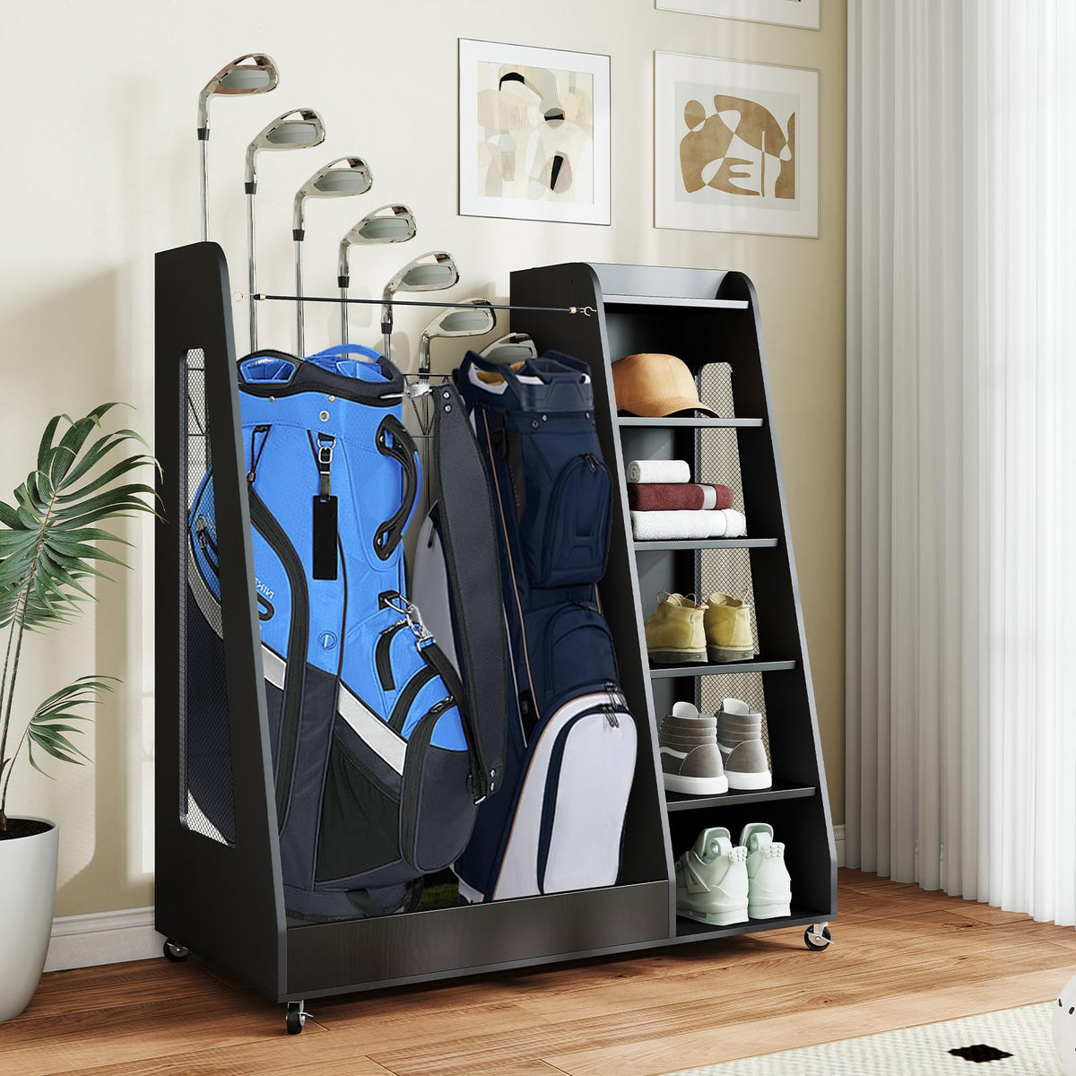Zevemomo wooden golf bag organizer with sturdy build for organized gear
