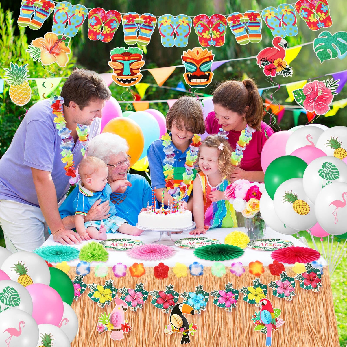 Zeyune luau party plates 9 inch sturdy for quick service.