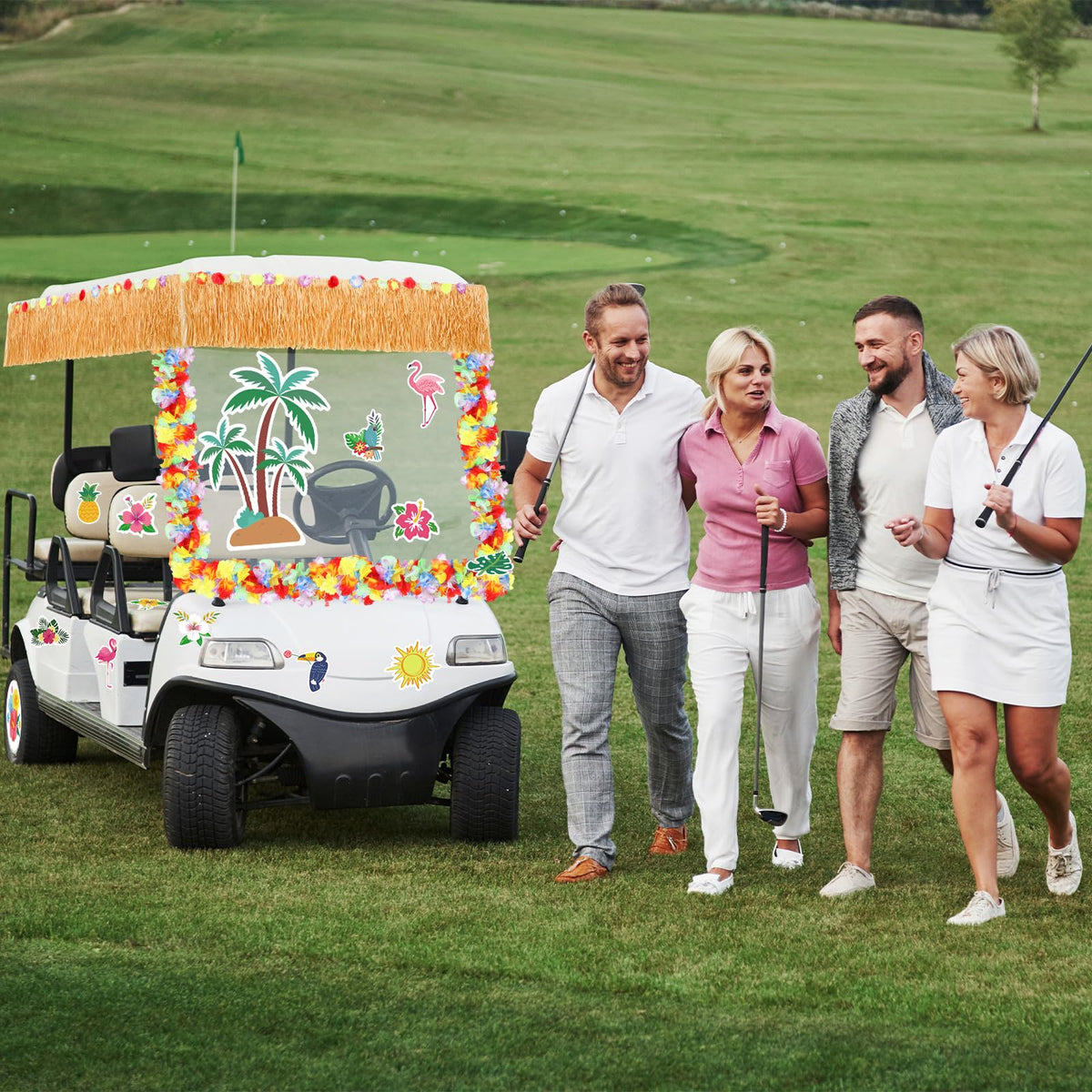 Zeyune summer parade kit being applied to a golf cart for quick styling