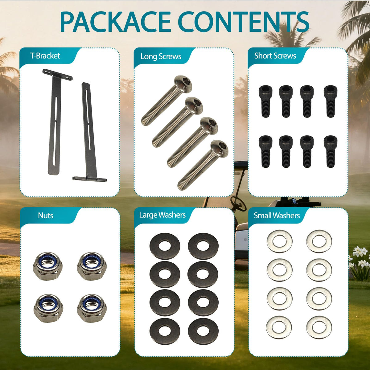 ZGTools durable steel T-bracket highlights rugged construction for long-term golf cart use.