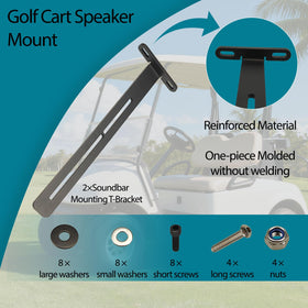 ZGTools golf-cart soundbar mount on front strut demonstrates reliable hold during bumps.