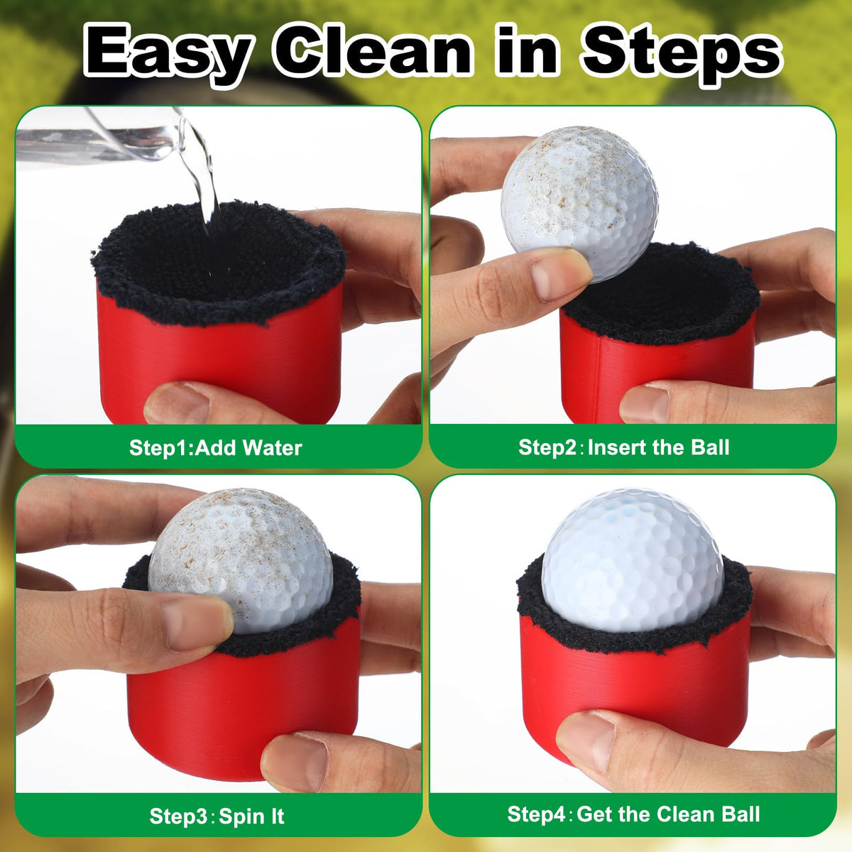 Zhehao golf ball washer red front view, travel-friendly cleaning tool