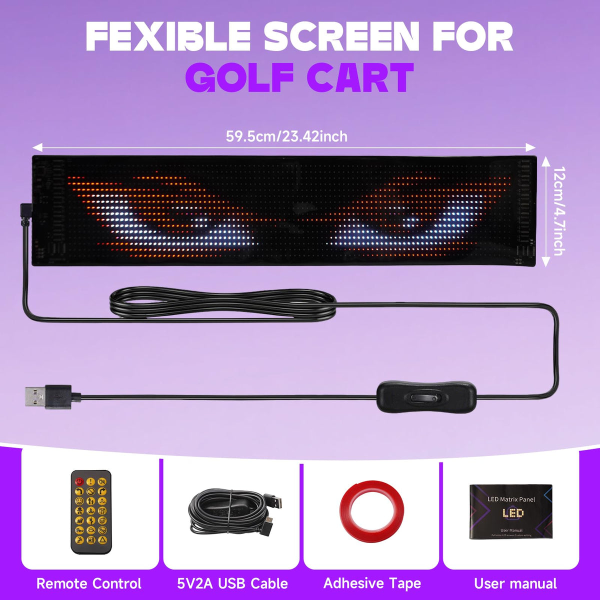 Zhengyu flexible LED sign mounted on a golf cart.
