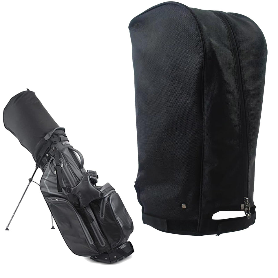 ZHICIM golf bag rain cover hood on bag protects gear from rain.