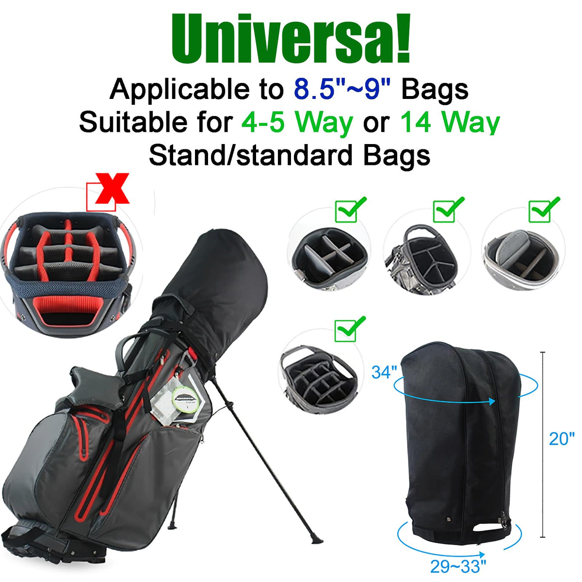 ZHICIM rain cover universal fit for 8.5-9 inch bags.