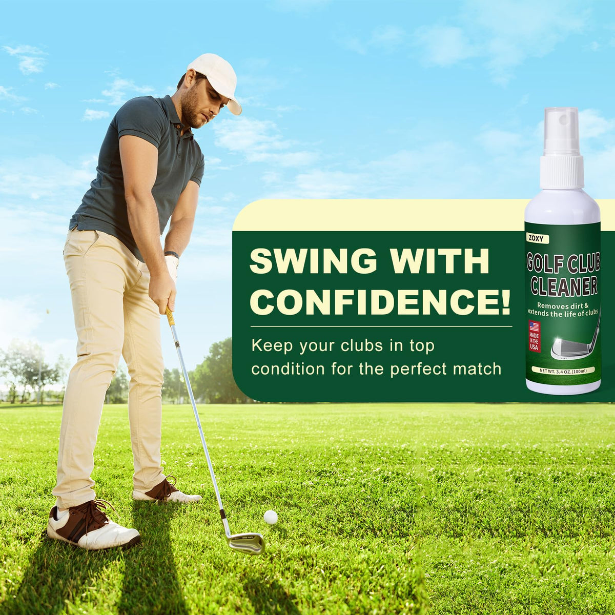 Zhizaiql golf club cleaner 3-4oz targets dirt and rust for consistency.