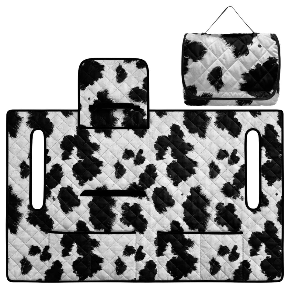 ZIATUBLES cow print golf cart seat cover for 2-seat fit protects seats.
