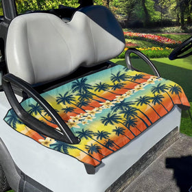 ZIATUBLES universal-fit seat cover on a golf cart protects seats from dirt and moisture.