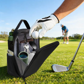 ZIORS phone pocket on golf bag for accessible device use