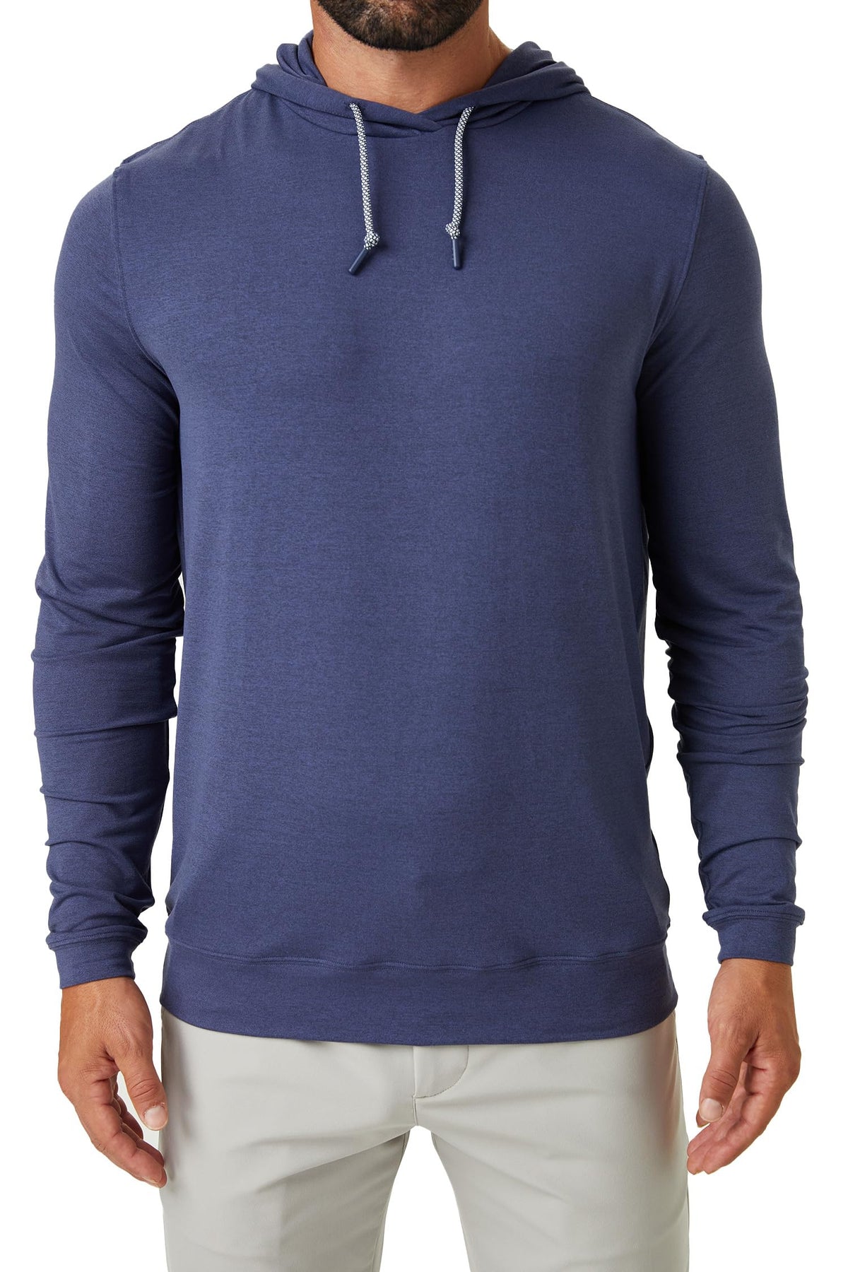 ZIRE Golf Men's Performance Hoodie front view for on course moisture-wicking comfort.