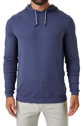 ZIRE Golf Men's Performance Hoodie front view for on course moisture-wicking comfort.