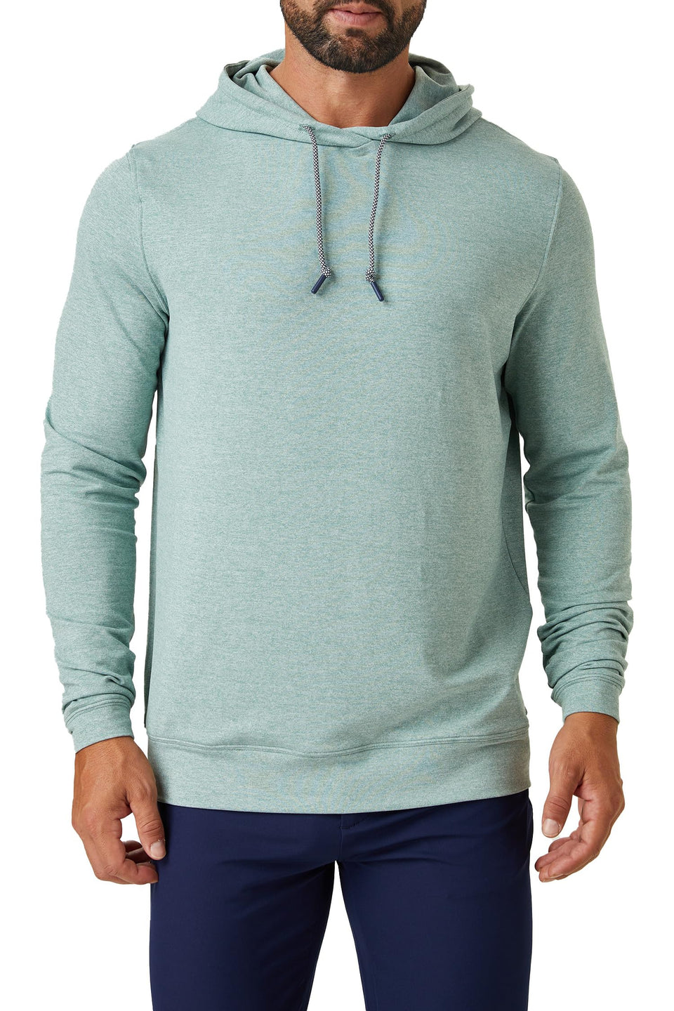 ZIRE Golf Men's Performance Hoodie front view highlighting moisture-wicking fabric for all-day comfort