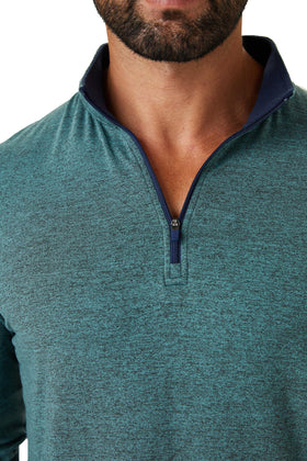 ZIRE Golf men's performance quarter zip pullover side view highlighting lightweight warmth for layering