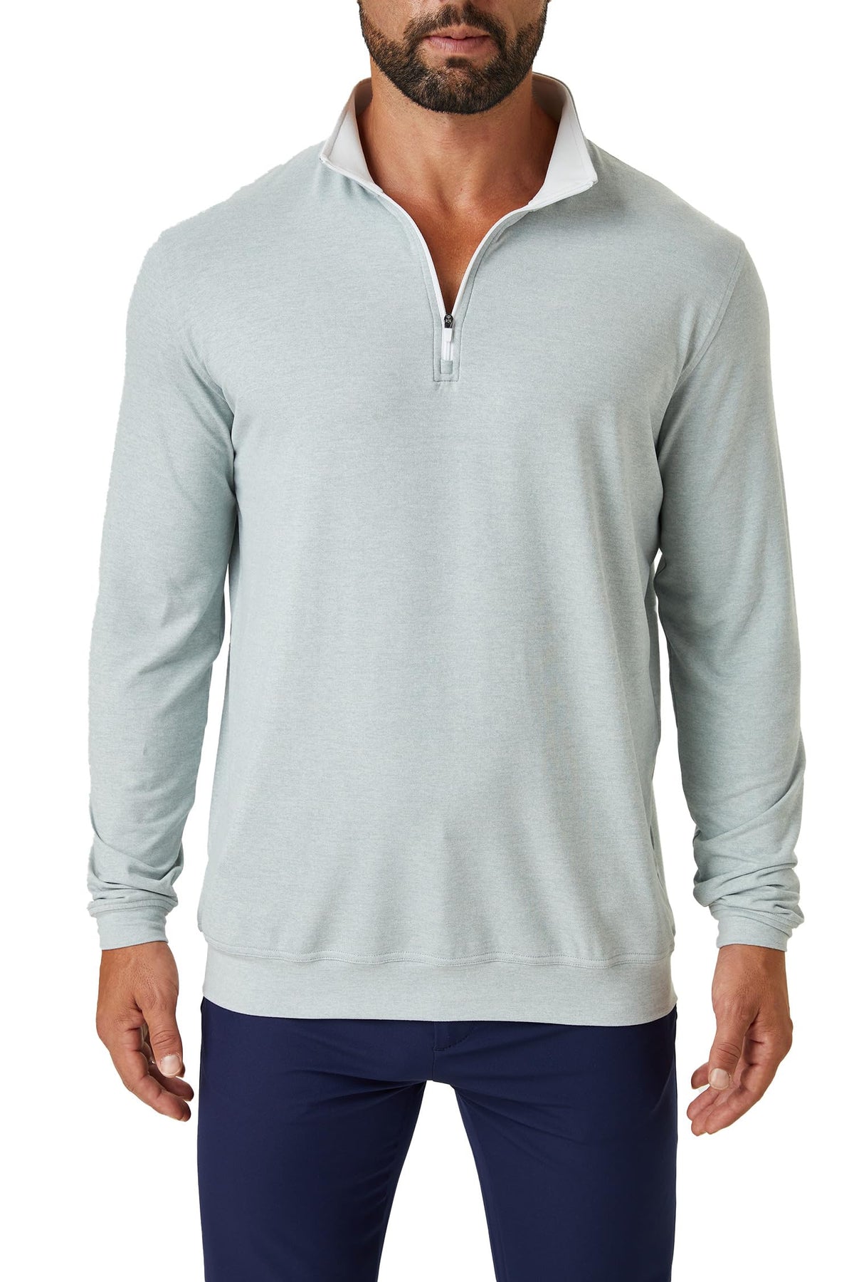 ZIRE Golf men's quarter zip pullover front view, lightweight versatility.