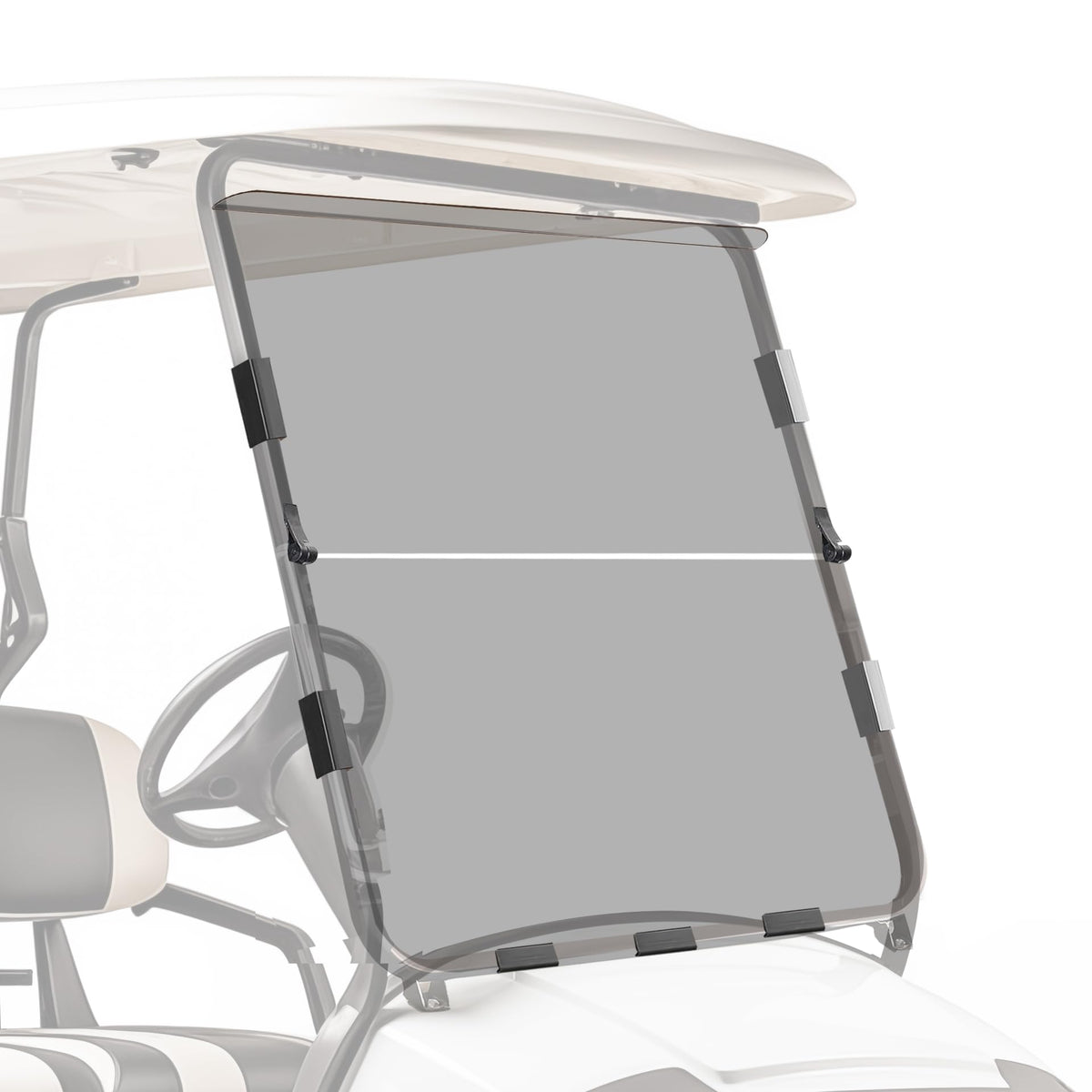 ZivPlay Club Car DS windshield front view—durable protection for 1982–2000.5 models