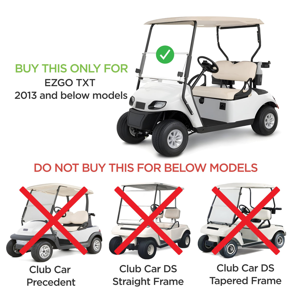 ZivPlay Ezgo Medalist compatibility windshield front shield