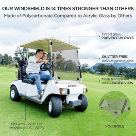 ZivPlay Ezgo TXT windshield fold-down feature for better airflow