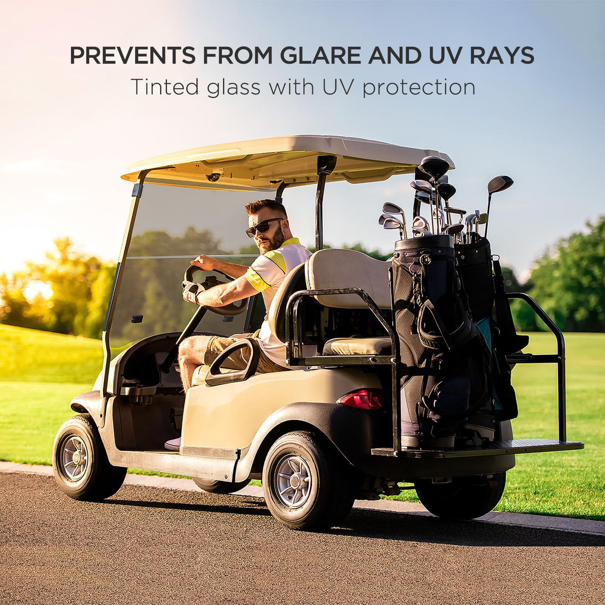 ZivPlay Ezgo windshield 4mm PC glass for strength and impact resistance