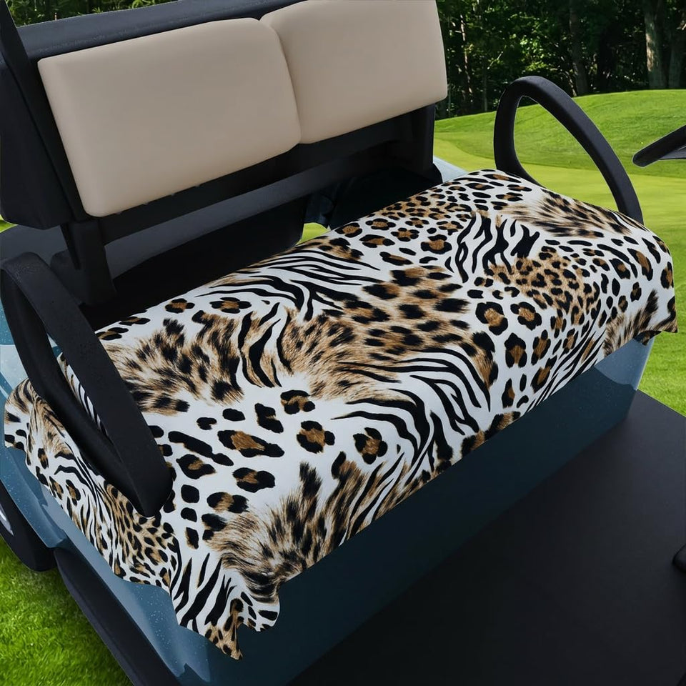 ZOCOZY leopard-pattern seat cover on a 55x32 cart protects seats with style.