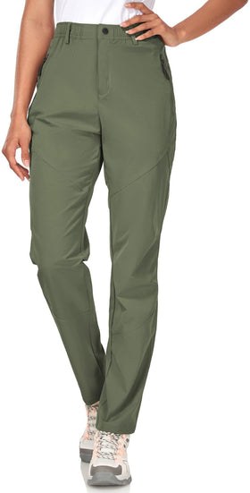Zooxing Women's Golf Pants Army Green side pocket closeup with secure zipper.