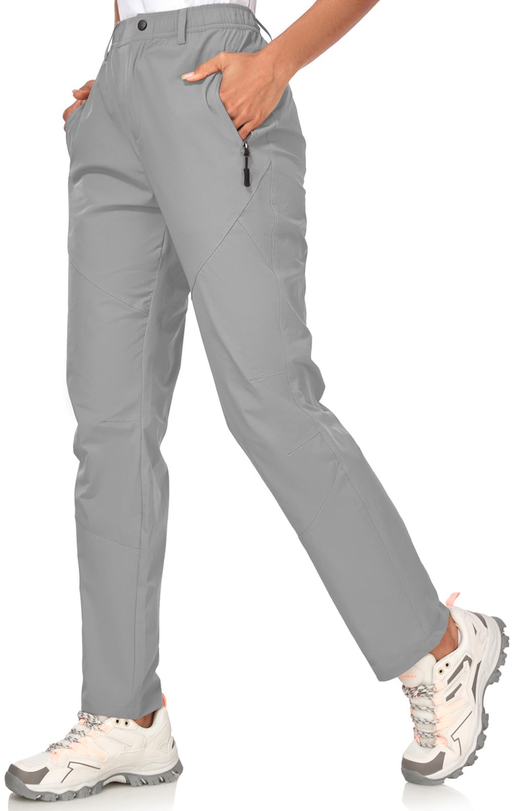 ZOOXING womens golf pants elastic side waistband for a secure fit.