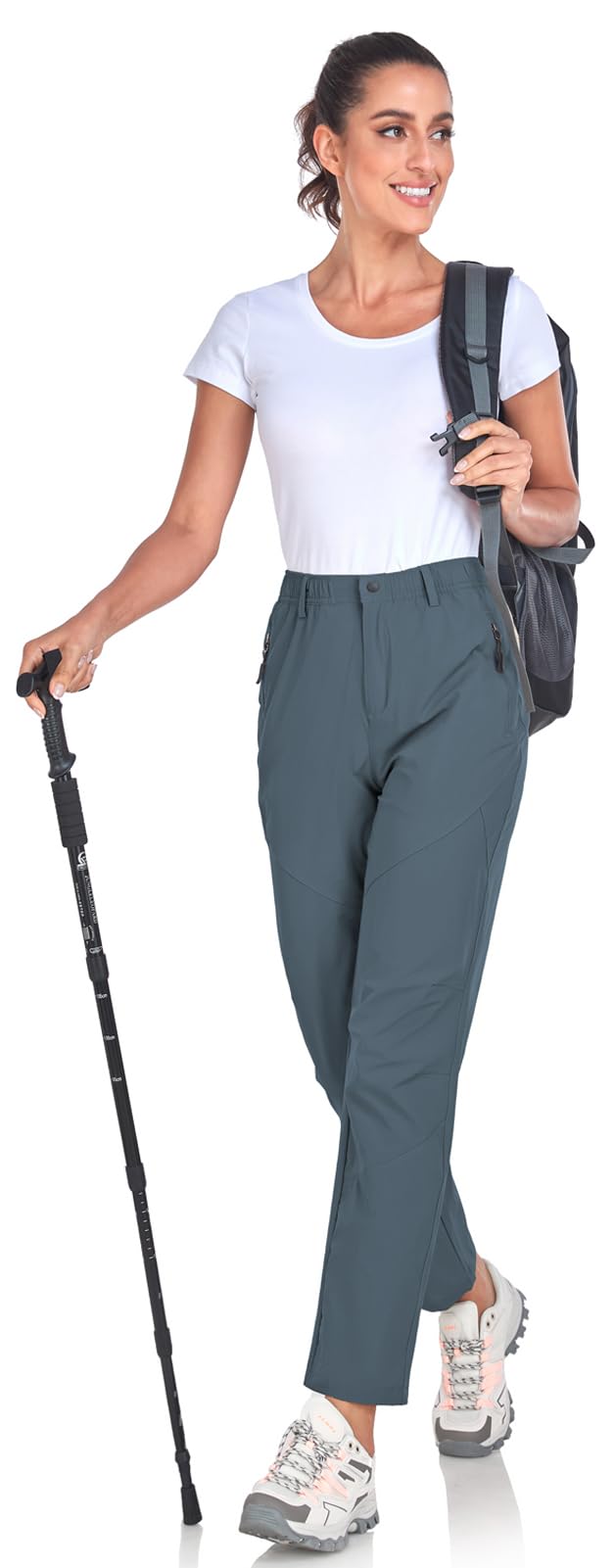 ZOOXING Women's Golf Pants in navy color, versatile for travel and on-course style.