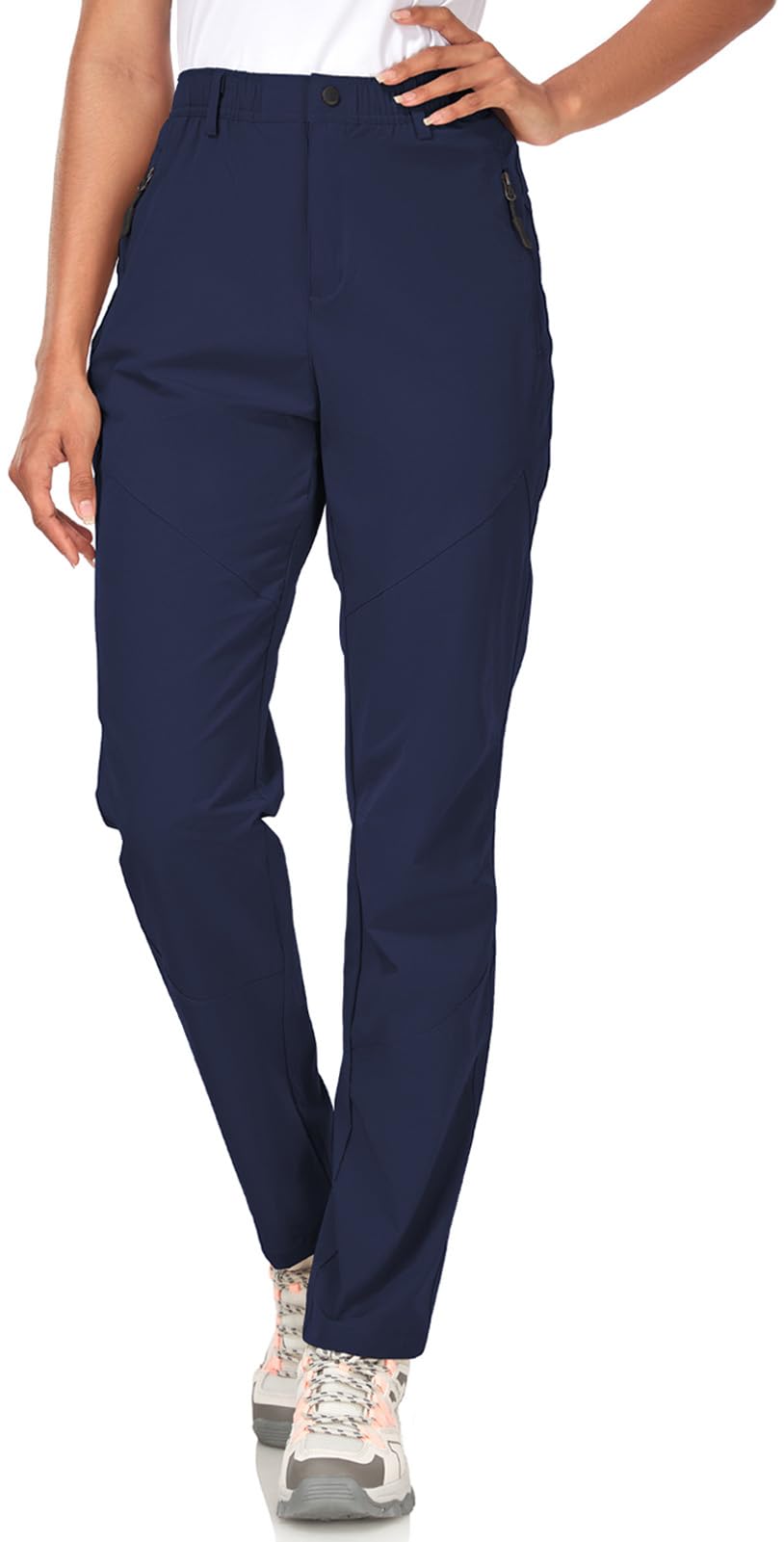 Zooxing pants showing elastic waist for comfortable, flexible fit.