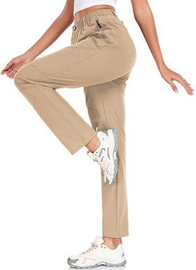 Zooxing women's golf pants with wrinkle-free fabric and UPF50 protection for sunny days